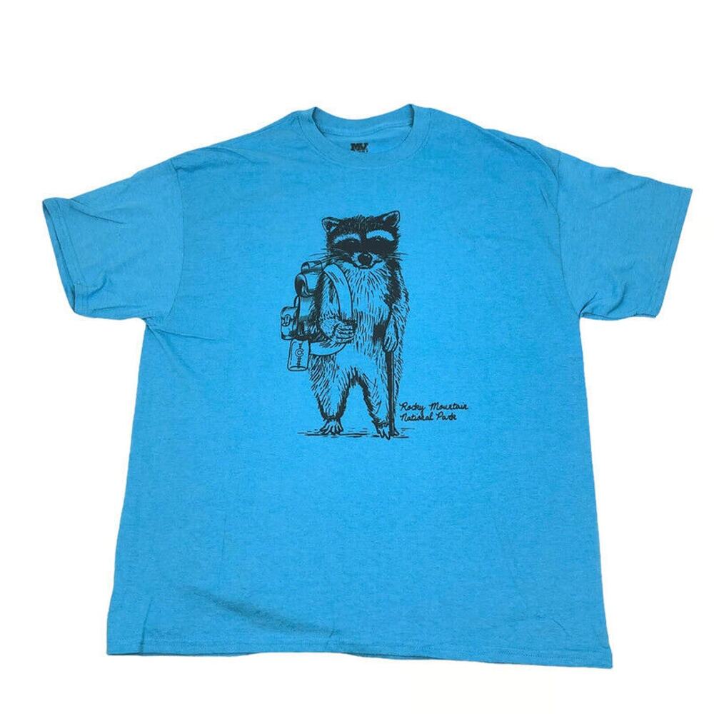NEW Rocky Mountain National Park Mens Blue Graphic Tee T Shirt Animal Outdoor XL